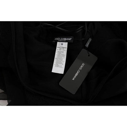 Dolce & Gabbana Black Floral Lace Sheath Silk Dress