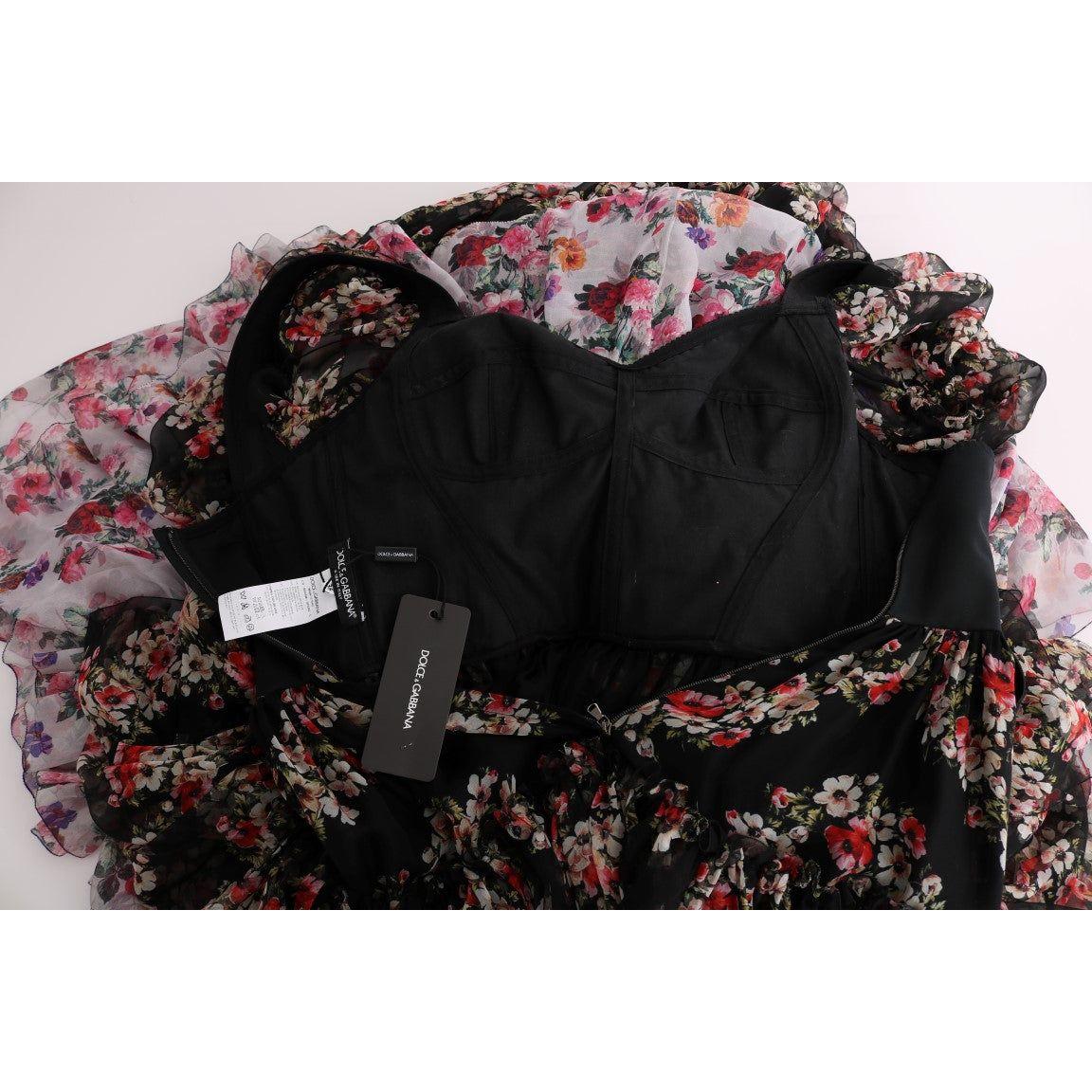 فستان دولتشي آند غابانا الأنيق المزين بالزهور من مزيج الحرير متعدد الألوان