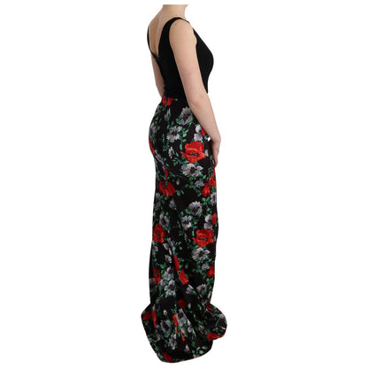 Dolce & Gabbana Multicolor Floral Print Stretch Sheath Long Dress
