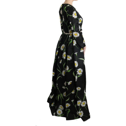 Dolce & Gabbana Multicolor Silk Sunflower Print Long Maxi Dress