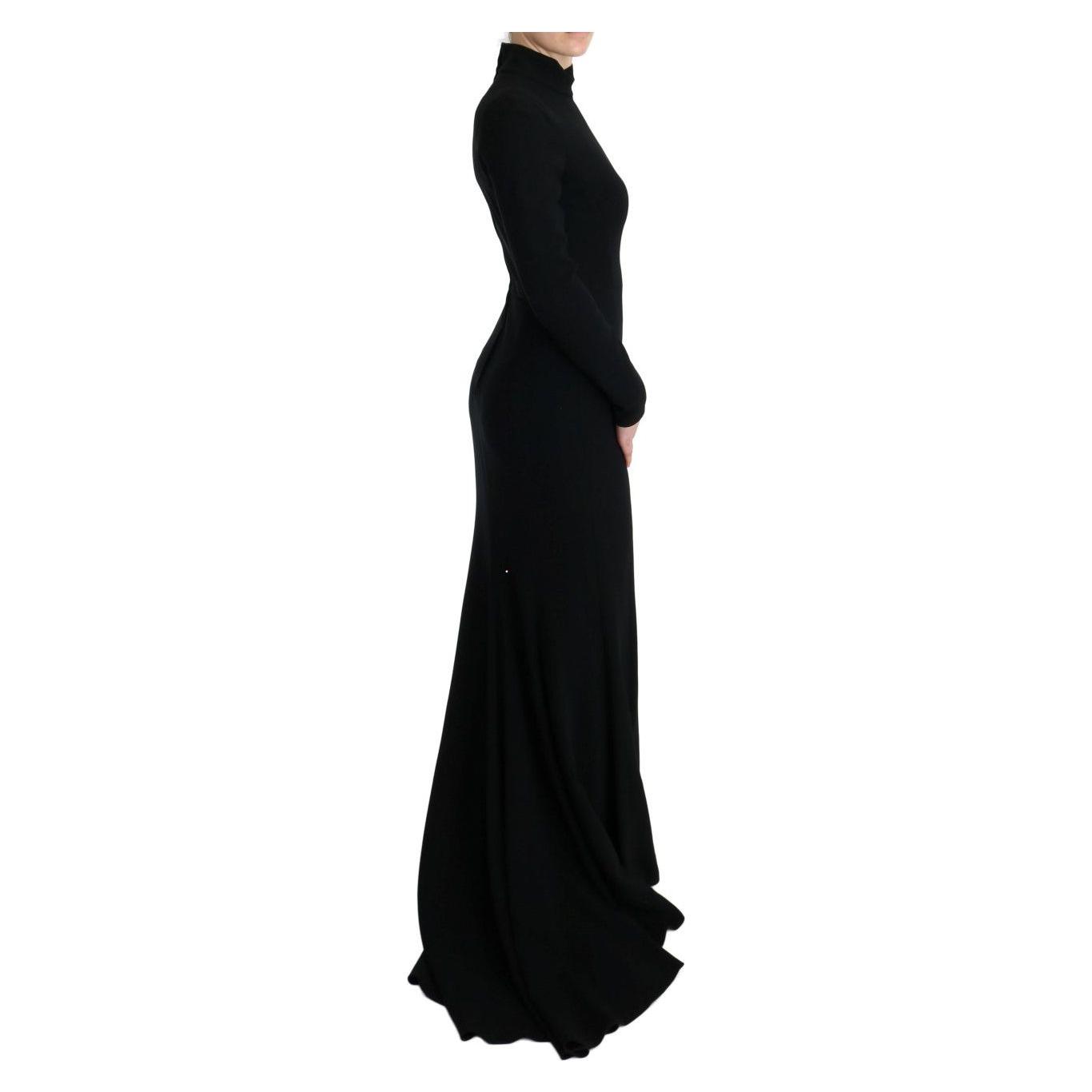 Dolce & Gabbana Black Stretch Long Gown Sheath Dress