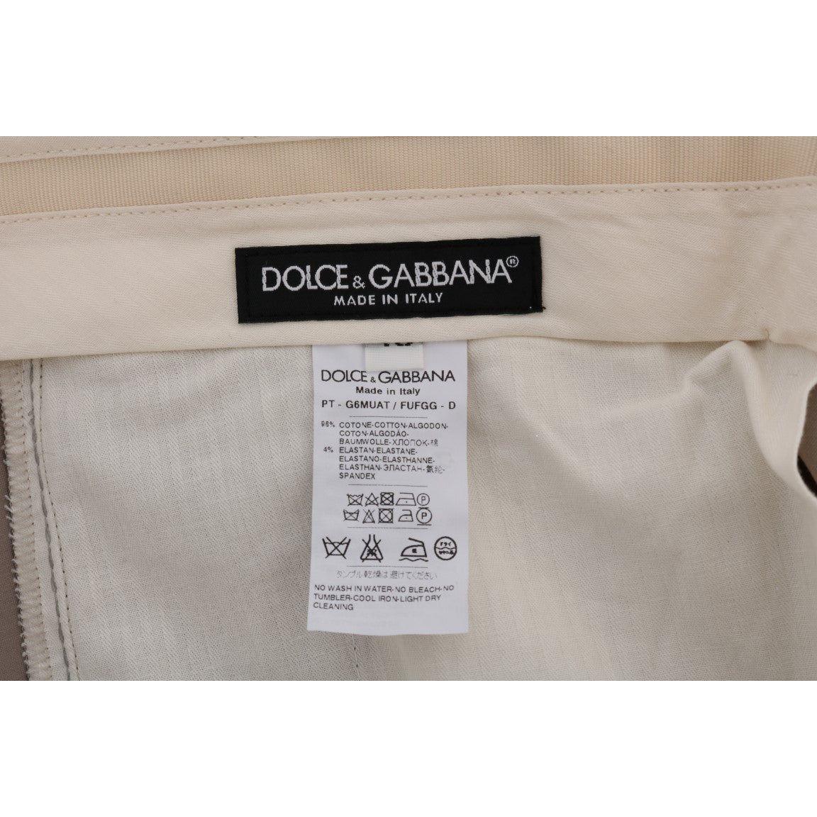 Dolce & Gabbana Beige Cotton Stretch Chinos Pants Jeans & Pants