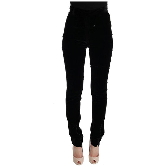 Ermanno Scervino Sleek High-Waist Black Trousers Jeans & Pants Ermanno Scervino Black