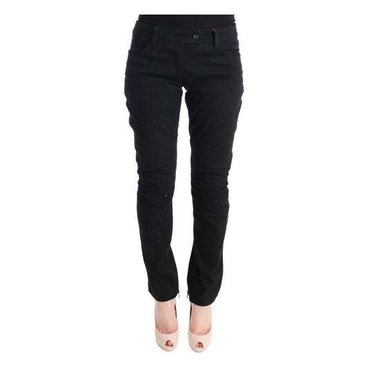 Ermanno Scervino Chic Black Slim Fit Trousers Jeans & Pants Ermanno Scervino Black