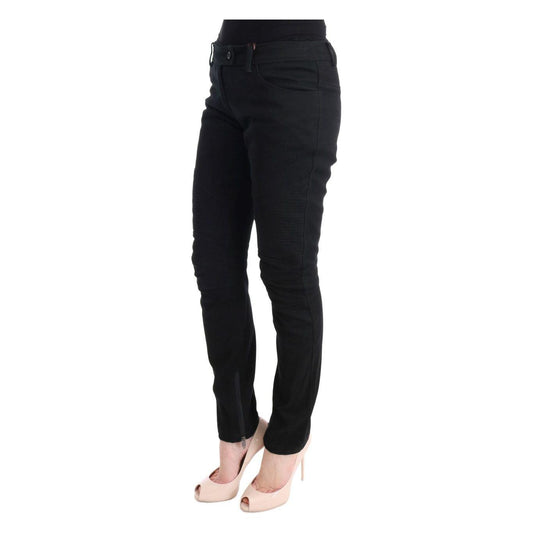 Ermanno Scervino Chic Black Slim Fit Trousers Jeans & Pants Ermanno Scervino Black