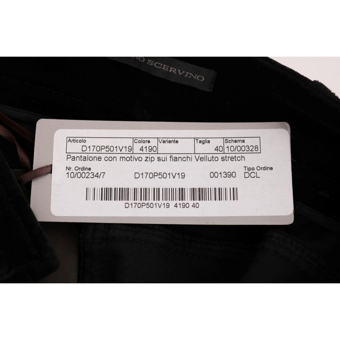 Ermanno Scervino Black Viscose Blend Velvet Cropped Pants Jeans & Pants