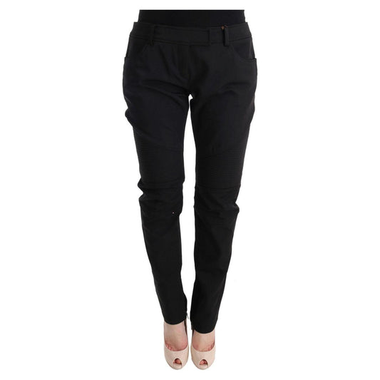 Ermanno Scervino Sleek Black Cotton Slim Fit Pants Jeans & Pants Ermanno Scervino Black