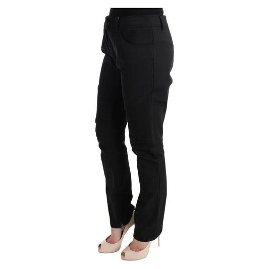 Ermanno Scervino Sleek Black Cotton Slim Fit Pants Jeans & Pants Ermanno Scervino Black