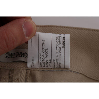 Ermanno Scervino Beige Cotton Wool Regular Fit Pants Jeans & Pants