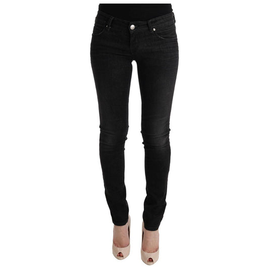Acht Chic Slim Fit Black Cotton Jeans Jeans & Pants Acht Black