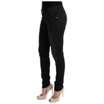Acht Chic Slim Fit Black Cotton Jeans Jeans & Pants Acht Black
