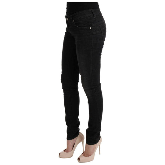 Acht Chic Slim Fit Black Cotton Jeans Jeans & Pants Acht Black