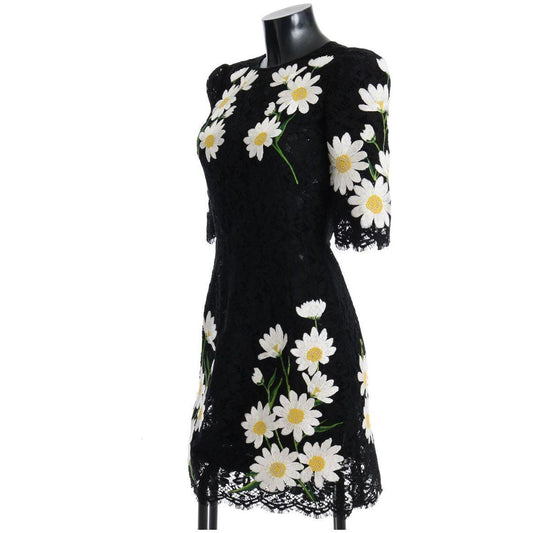 Dolce & Gabbana Black Floral Lace Chamomile Embroidered Dress Dolce & Gabbana Black