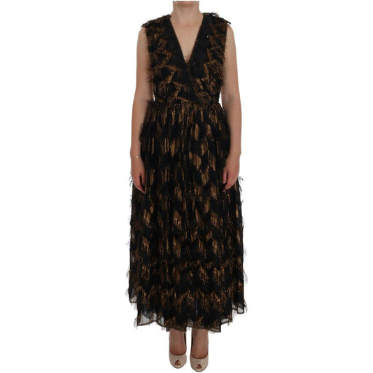 Dolce & Gabbana Elegant A-Line Full Length Sleeveless Dress Dolce & Gabbana Rosy Brown