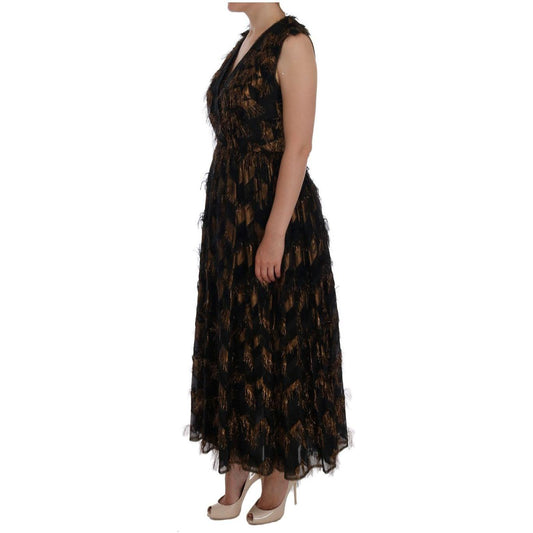Dolce & Gabbana Elegant A-Line Full Length Sleeveless Dress Dolce & Gabbana Rosy Brown