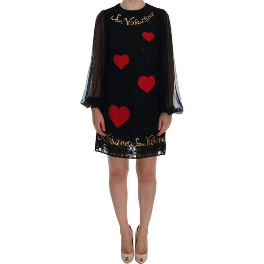 Dolce & Gabbana Black Lace Sequined Shift Dress Dolce & Gabbana Black