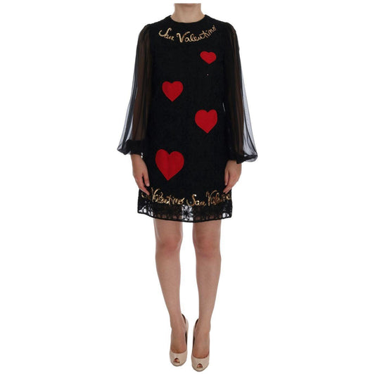 Dolce & Gabbana Black Lace Sequined Shift Dress Dolce & Gabbana Black