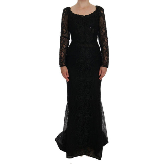 Dolce & Gabbana Elegant Full Length Black Sheath Maxi Dress Dolce & Gabbana Black