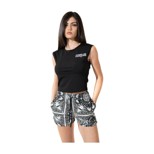 Comme Des Fuckdown Chic Monochrome Palms Cotton Shorts Comme Des Fuckdown Gray