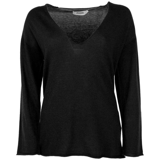 Alpha Studio Black Cotton Sweater Alpha Studio Black
