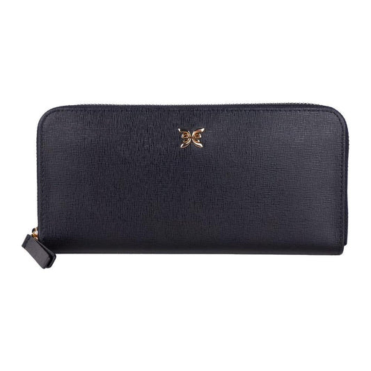 Ungaro Elegant Leather Zippered Wallet in Classic Black Ungaro Dark Slate Gray
