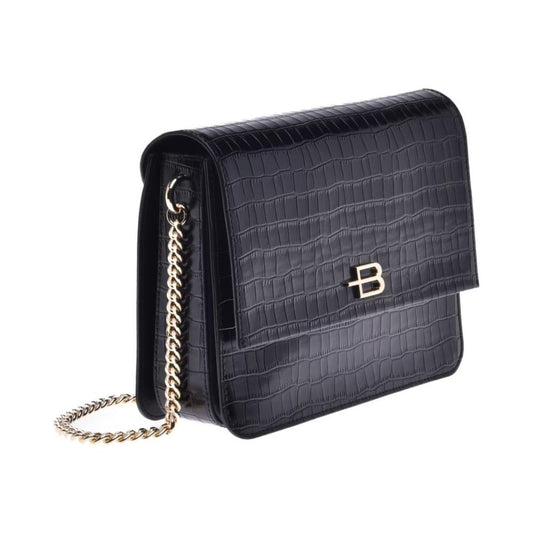 Baldinini Trend Black Calfskin Women Crossbody Bag Baldinini Trend Dark Slate Gray