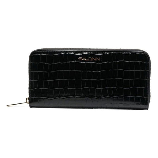 Baldinini Trend Elegant Croco Print Leather Wallet Baldinini Trend Black
