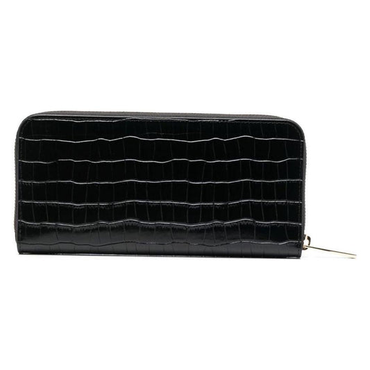 Baldinini Trend Elegant Croco Print Leather Wallet Baldinini Trend Black
