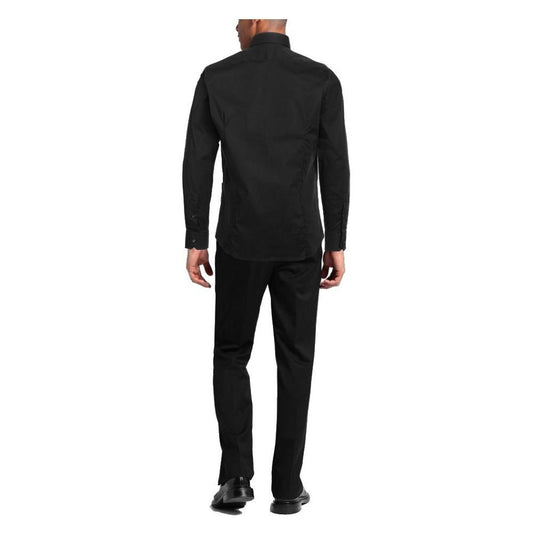 Aquascutum Elegant Black Cotton Shirt with Logo Embroidery Aquascutum Black