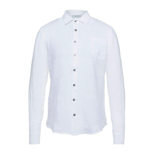 Alpha Studio Elegant White Linen Shirt for Men AL-11830-IT46 | S
