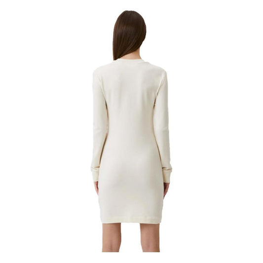 Love Moschino Chic White Cotton Blend Dress with Logo Accent LO-10961-IT40|S