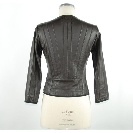 Emilio Romanelli Black Leather Women Jacket Emilio Romanelli Beige
