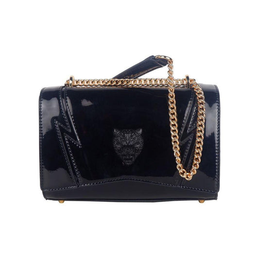 Plein Sport Chic Patent Effect Chain Shoulder Bag Plein Sport Black