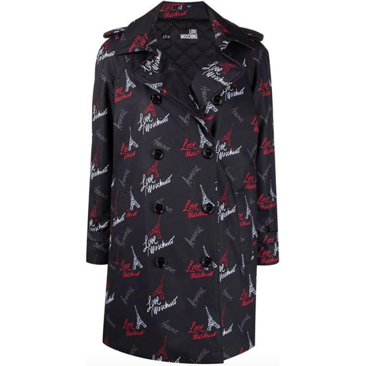 Love Moschino Black Polyester Women Coat Love Moschino Dark Slate Gray