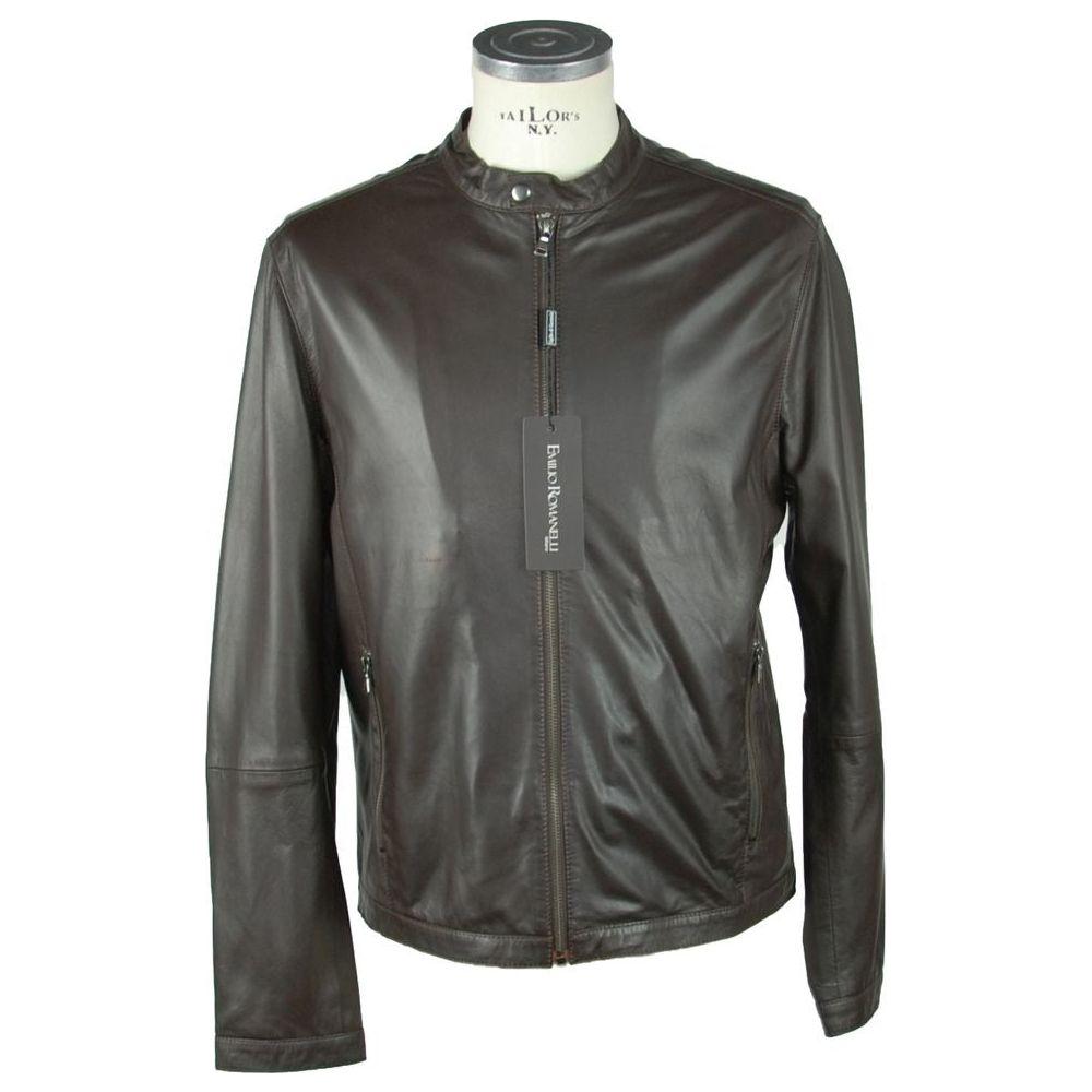 Emilio Romanelli Brown Leather Men's Jacket