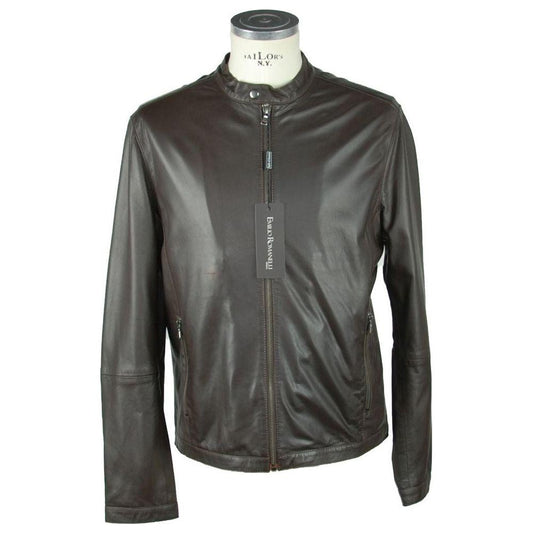 Emilio Romanelli Brown Leather Men's Jacket