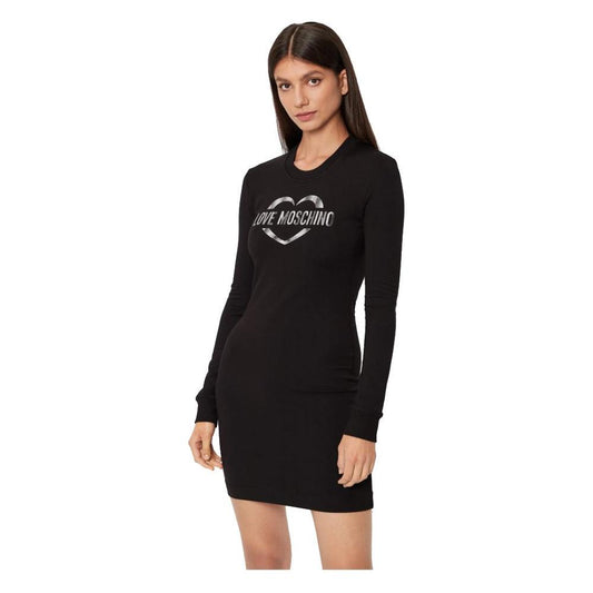 Love Moschino Chic Cotton Blend Logo Dress Love Moschino Tan
