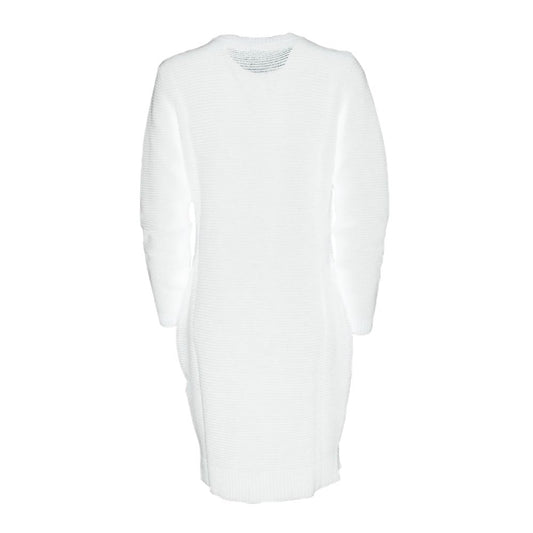 Love Moschino Chic Heart Pattern Knit Dress in White LO-10228-IT44|L