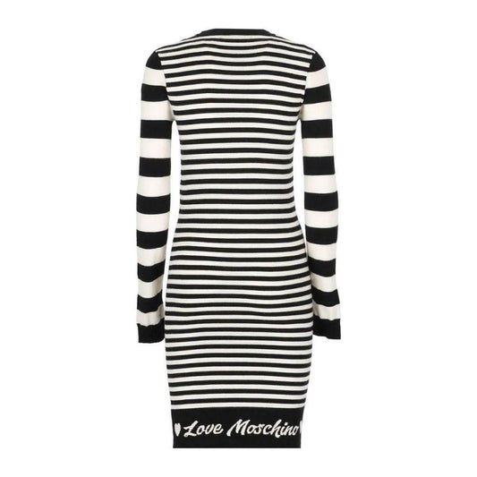 Love Moschino Elegant Striped Knit Dress with Long Sleeves Love Moschino Dark Slate Gray