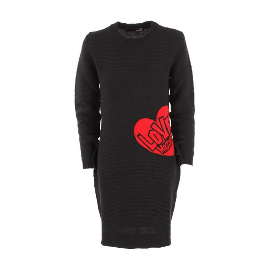 Love Moschino Chic Heart Pattern Knit Wool-Blend Dress Love Moschino Dark Slate Gray