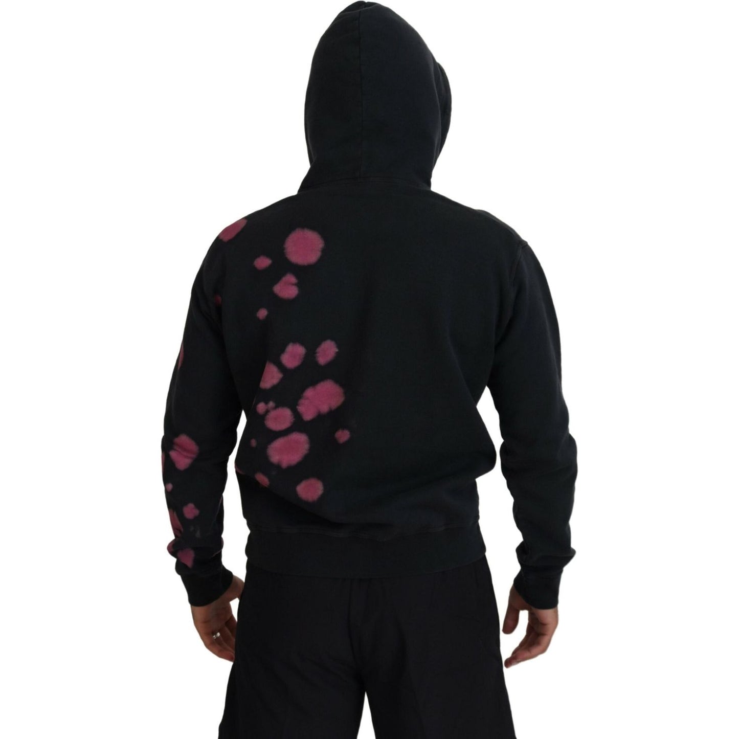 Dsquared² Black Tie Dye Cotton Hooded Sweatshirt Sweater