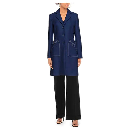 Love Moschino Blue Wool Women Coat Love Moschino Dark Slate Gray