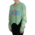 Dsquared² Green Logo Printed Crew Neck Long Sleeve Sweater Dsquared² Light Slate Gray
