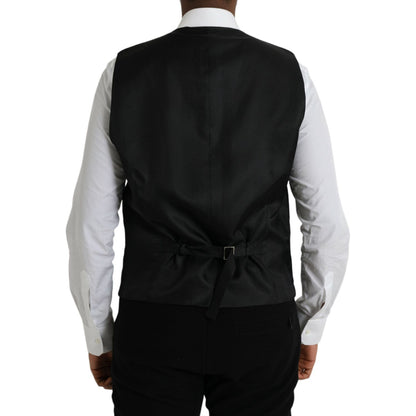 Dolce & Gabbana Black Wool Waistcoat Dress Formal Vest