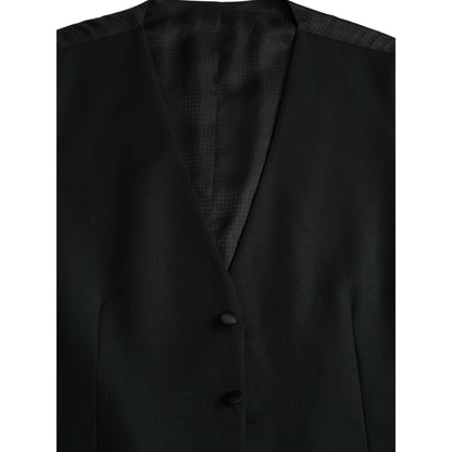 Dolce & Gabbana Black Wool Waistcoat Dress Formal Vest