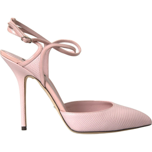 Dolce & Gabbana Pink Leather Ankle Strap Heels Pumps Shoes Dolce & Gabbana Gray