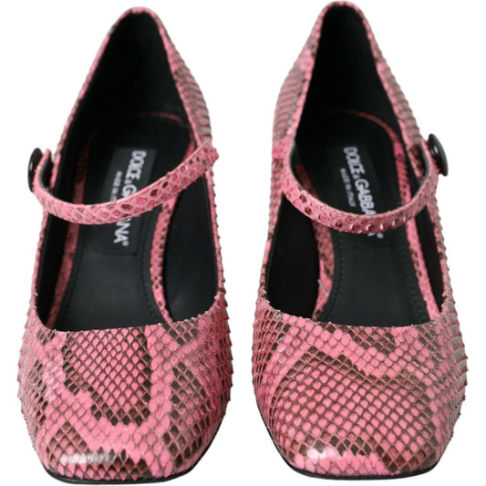 Dolce & Gabbana Pink Python Leather Mary Jane Heels Shoes Dolce & Gabbana Black