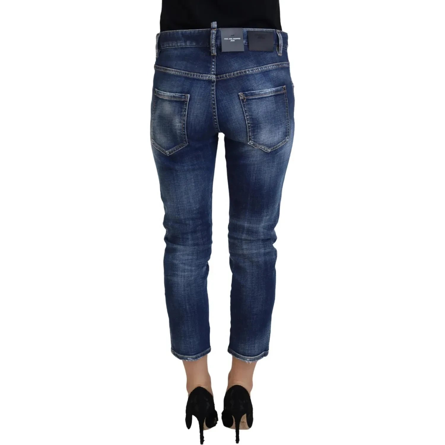 Dsquared² Blue Cotton Mid Waist Cropped Denim Jeans Cool Girl