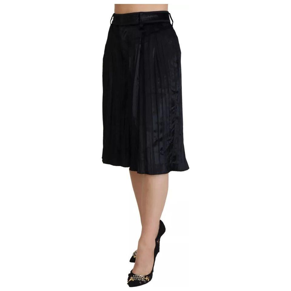 Dsquared² Black Pleated High Waist Wide Leg Cropped Pants