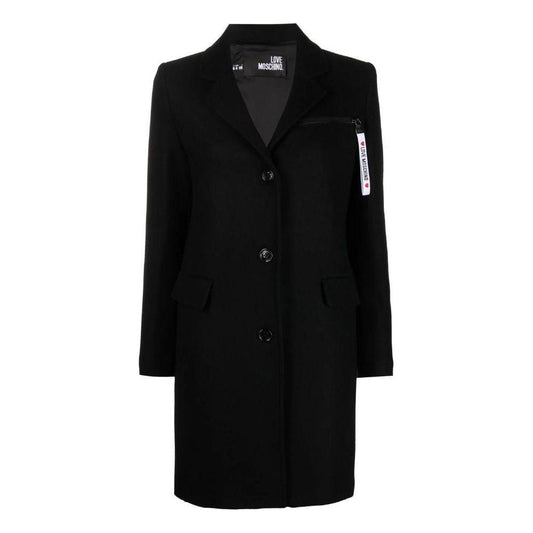 Love Moschino Black Wool Jackets & Coat Love Moschino Black